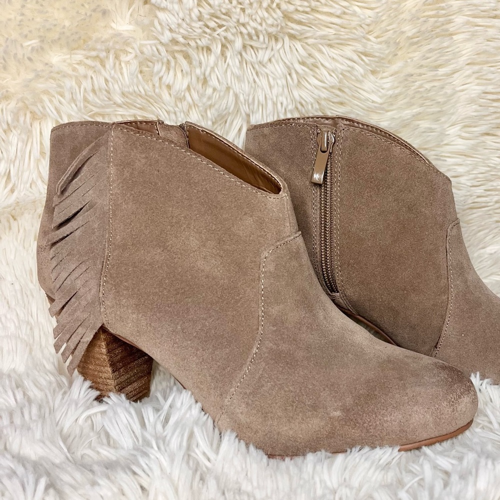 Tahari Suede Fringe Ankle Boots